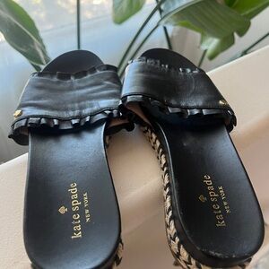 Kate Spade Black Ruffle Slide Sandals